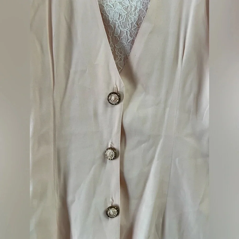 Vintage light pink suit mini dress with lace - Picture 2 of 5